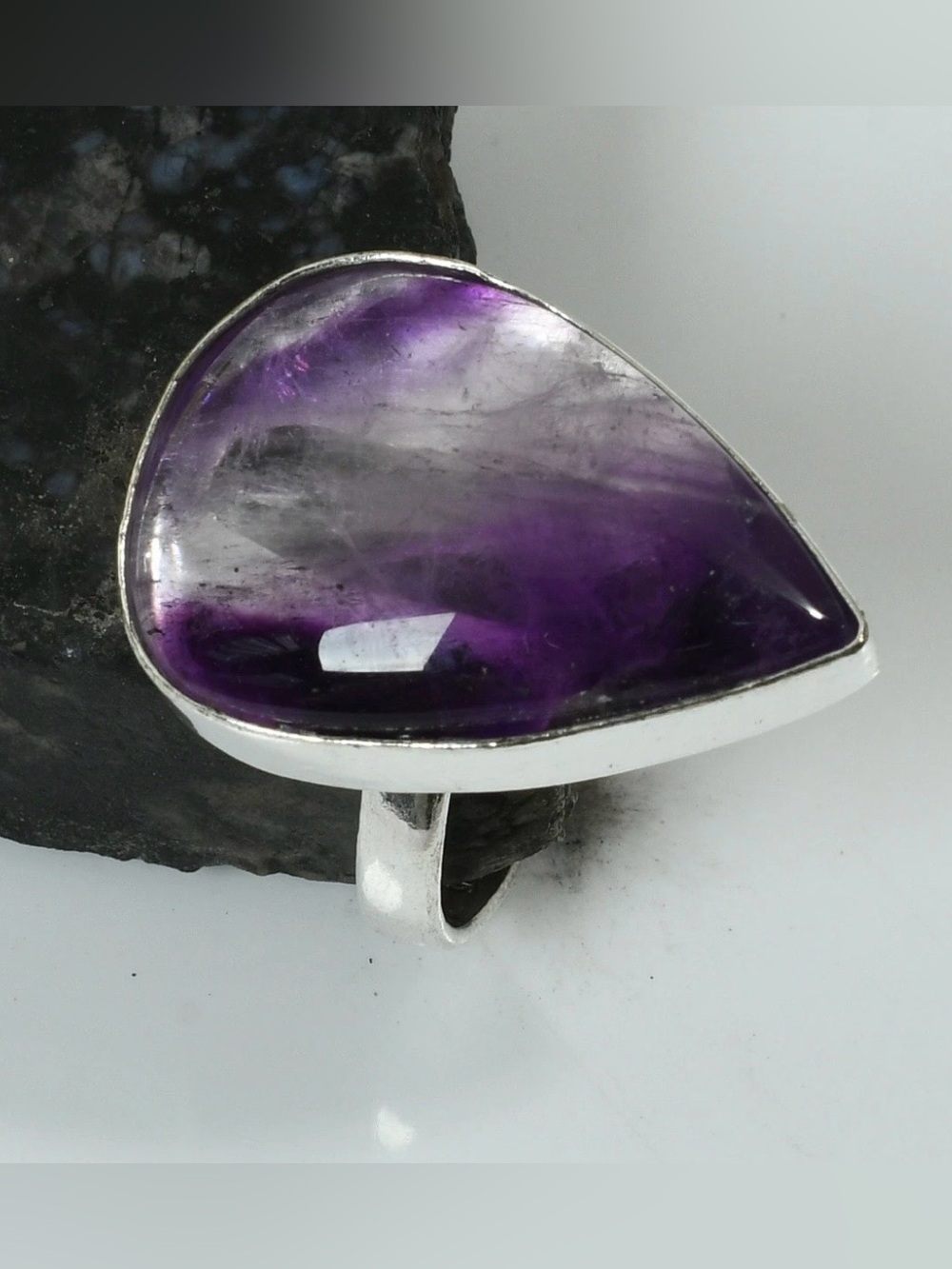 Amethyst Gemstone Ethnic Handmade Ring Size-9